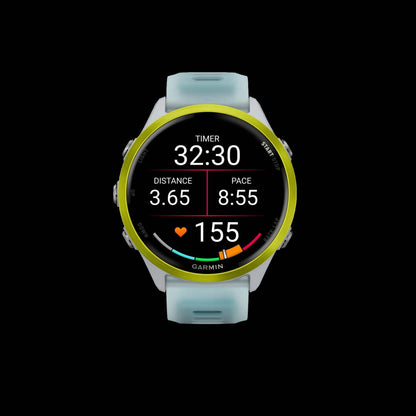 Garmin Forerunner 570 Montre Intelligente 47mm, Amoled, Aluminium Jaune Amp, Pierre Blanche/turquoise, Suivi de Course GPS, Batterie de 11 jours