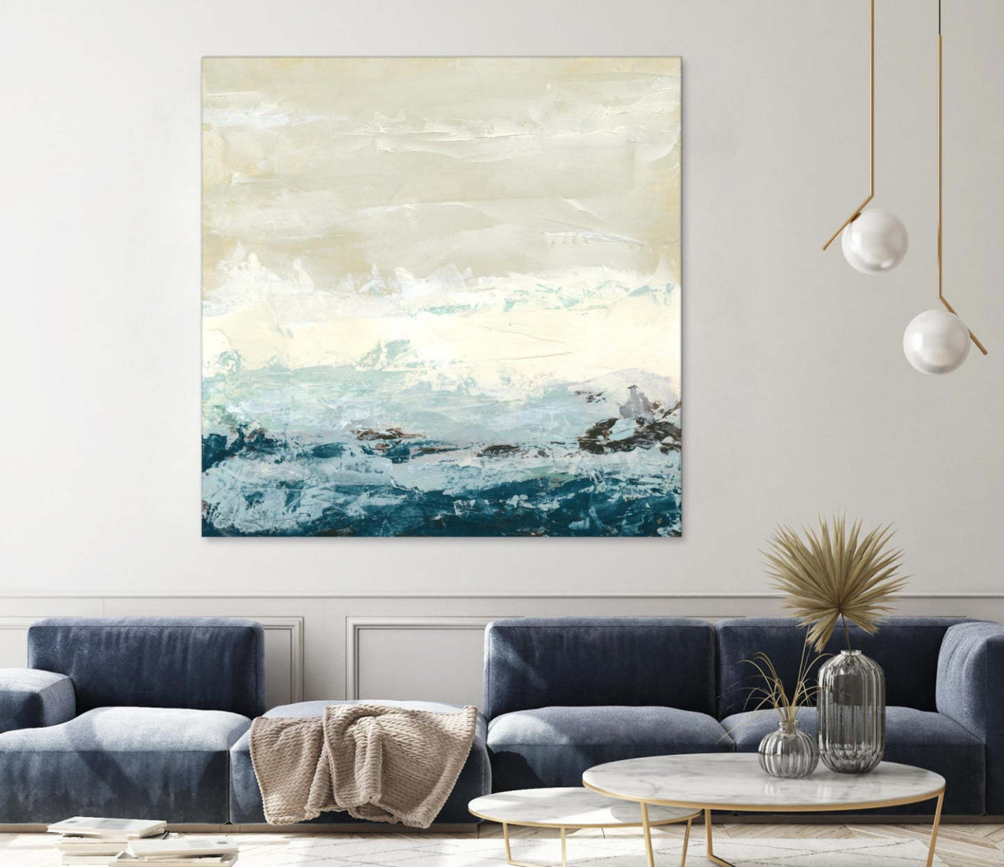 Œuvre d'art murale géante « Courants côtiers I » 54 x 54