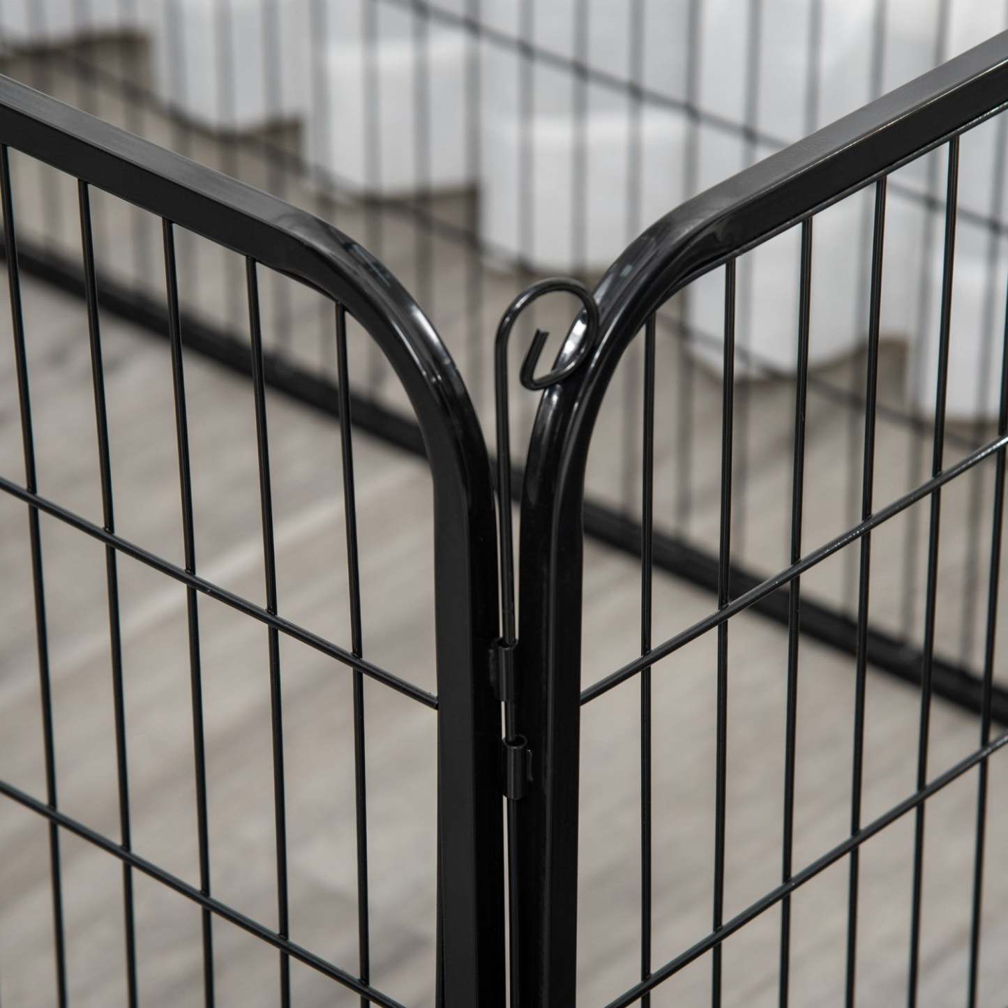 Pawhut Metal Dog Cat Exercise Pet Playpen, 50.75-inch X 33-inch X 27.5-inch, Black|Luxe Parc Enclos Acier 125l X 80l X 70h Cm 4 Panneaux Et 1 Porte Pour Chiens Noir