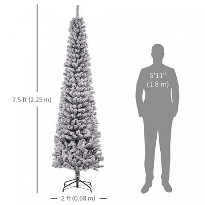 Homcom Arbre De Noël Artificiel Fin Floqué De Neige Artificielle 7.5pi