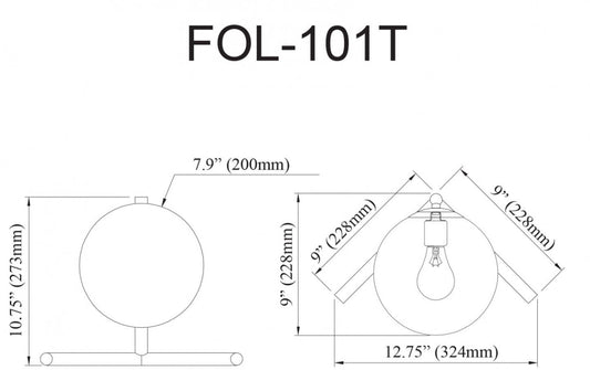 Dainolite Folgar 1 Light Table Lamp Fini Noir Mat Verre Blanc Opale|Lampe de table Folgar de Dainolite en verre blanc opale, avec fini noir mat et 1 ampoule