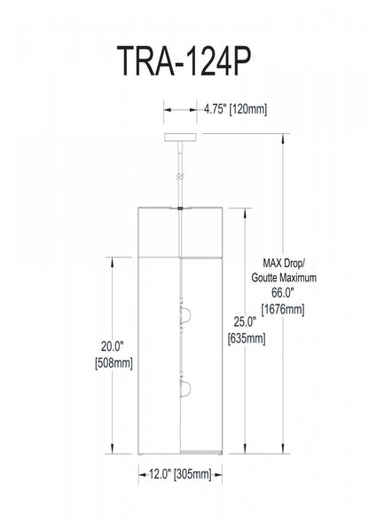 Luminaire suspendu Trapezoid de Dainolite avec abat-jour cylindrique noir qui diffuse la lumière, tissu blanc et 4 ampoules