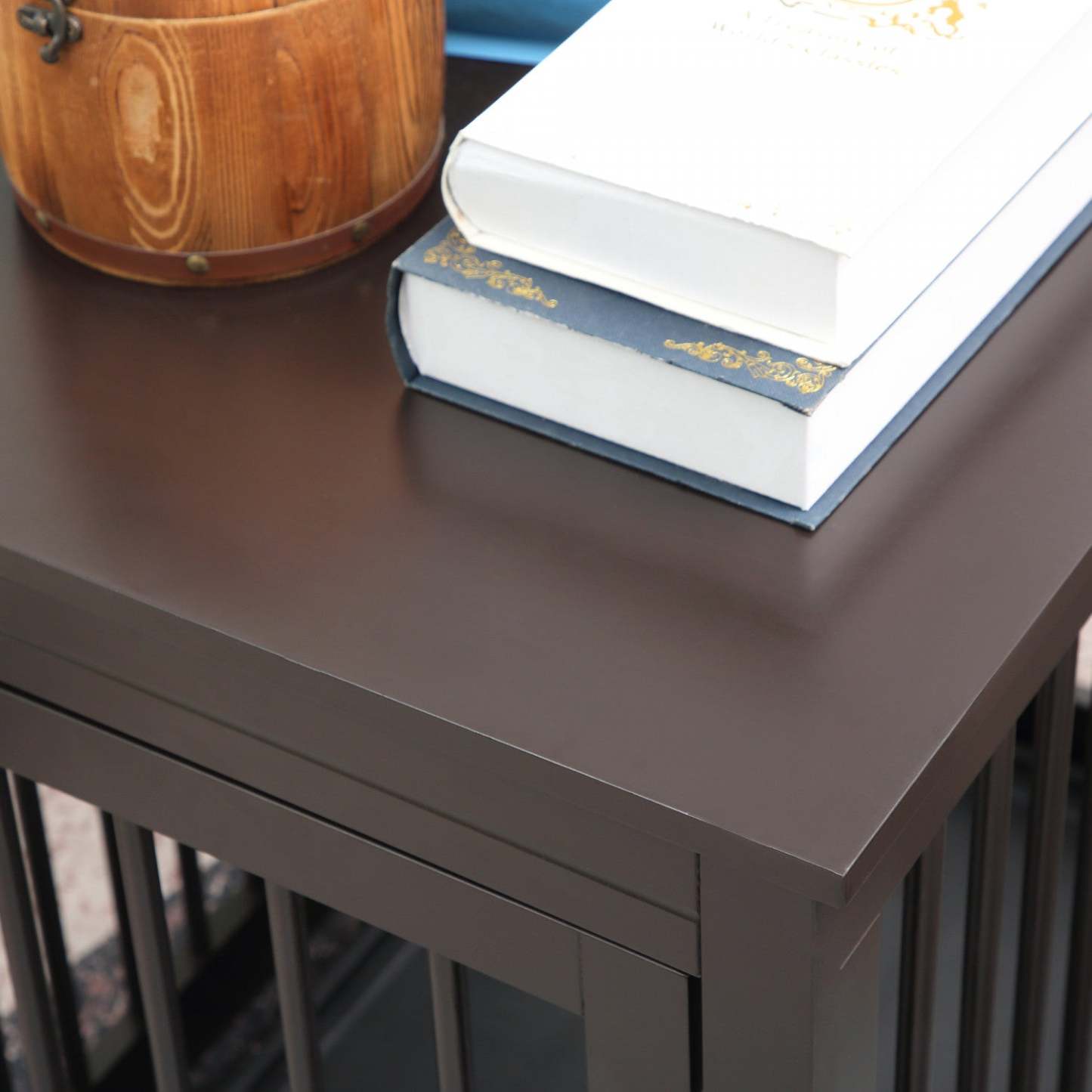 Pawhut Meuble Pour Cage De Chien En Bois, Table D'Extrémité De Niche Pour Chiot, Maison Décorative Avec Porte Avant