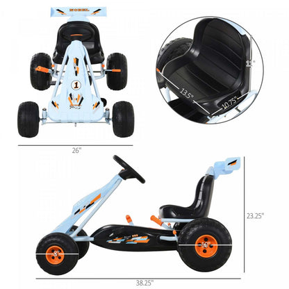 Aosom Kart Pédale Enfants 4 Roues Style Mignon Avec Siège Réglable, Frein À Main