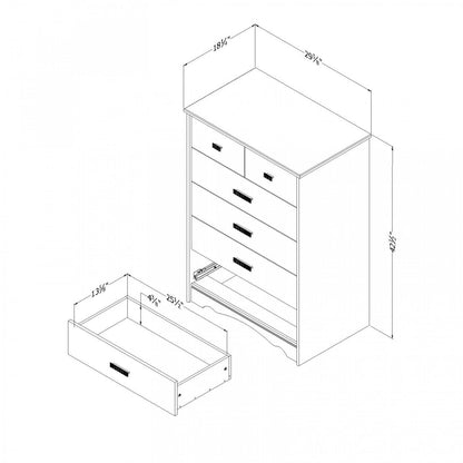 Commode à 5 tiroirs Tiara - Blanc pur | Commode Tiara 5 Tiroirs - Blanc solide | D83GL4EO
