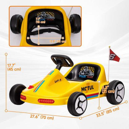 Qaba Kart Pour Enfants, Voiture Electrique Alimentee Par Batterie 6 V Avec Musique, Lumiere, Klaxon,