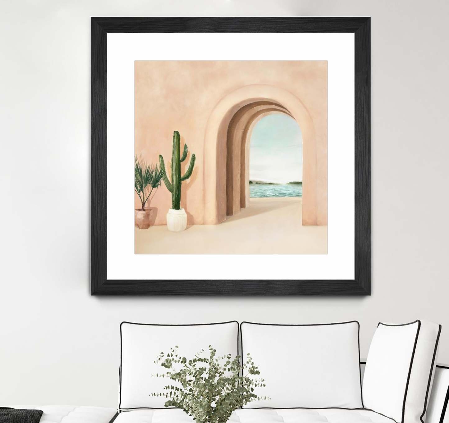Coastal Arch Matted and Framed Black 36x36 Wall Art|Œuvre d'art murale encadrée noire et mate « Coastal Arch » 36 x 36