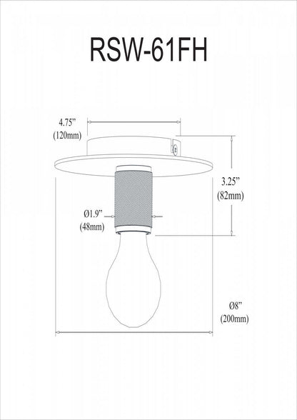 Dainolite Roswell 1 Light Flush Mount Medium Matte Black Lamp|Plafonnier affleuré moyen Roswell de Dainolite avec finition noire mate et 1 ampoule
