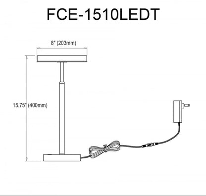 Lampe de table Francine de Dainolite en acrylique blanc qui diffuse la lumière, avec fini noir sablé et ampoule de 10 W