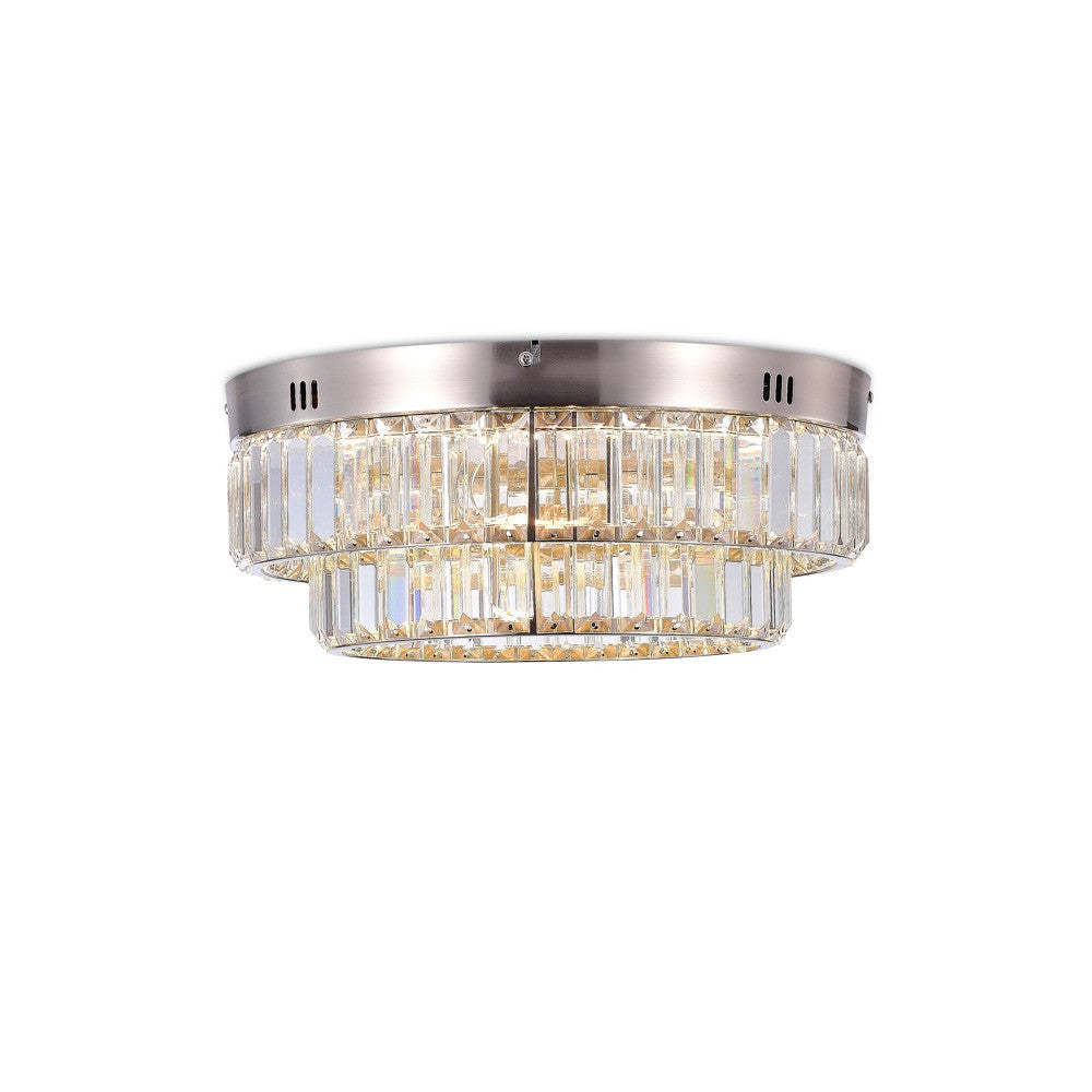 Stella Two-Tier LED Satin Nickel Flush Mount|Plafonnier affleuré à 2 niveaux Stella nickel satiné à DEL|D06HANS9