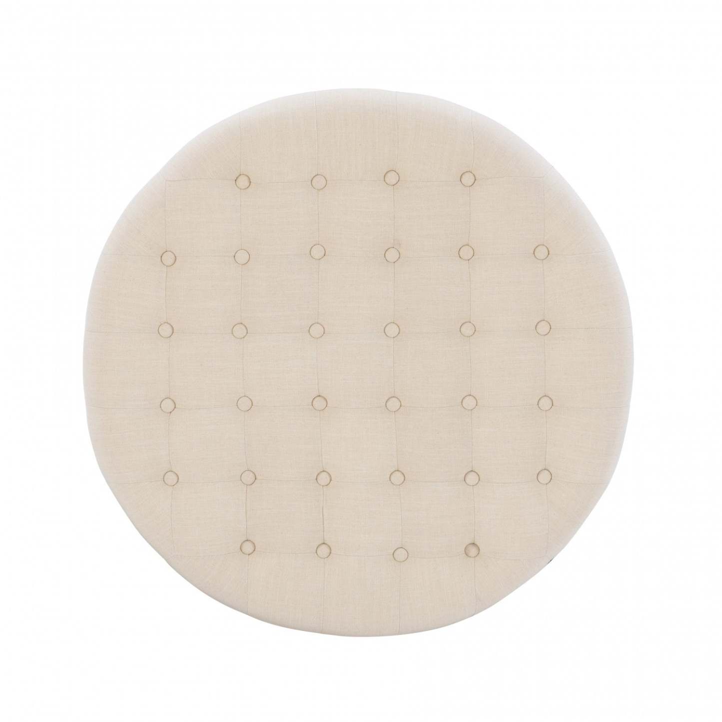 Pouf rond capitonné en tissu Isabelle - Naturel|Pouf rond Isabelle capitonné en tissu - naturel