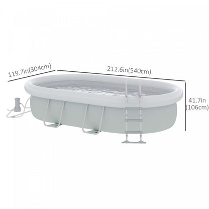 Outsunny Piscine Hors Sol, Piscine À Cadre Rectangulaire Non Gonflable