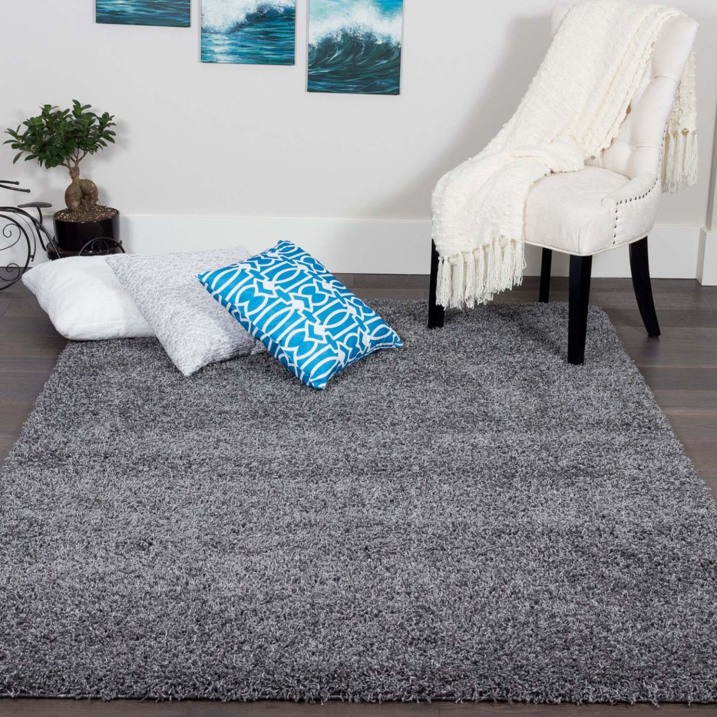 Victoria Grey Shag 3 x 5 Area Rug|Carpette à poils longs Victoria grise 3 x 5|D80GCCAQ