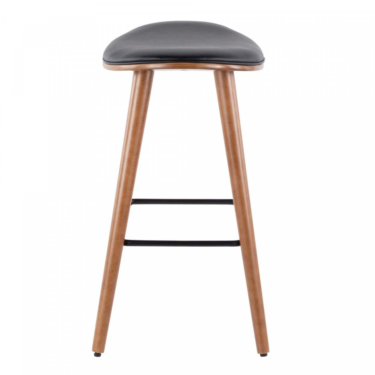 LumiSource Saddle Black Faux Leather Mid-Century Modern Counter-Height Stool - Set of 2|Tabouret moderne du milieu du 20e siècle Saddle de hauteur comptoir en similicuir noir - ensemble de 2