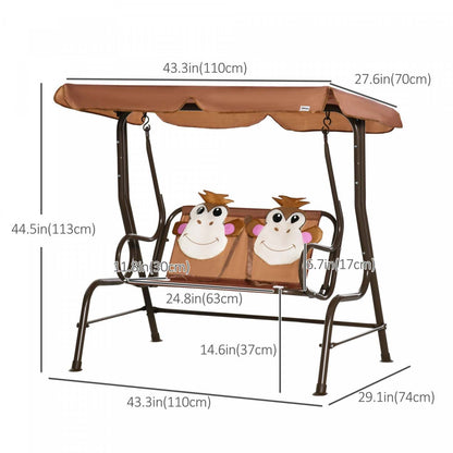 Outsunny Balancoire 2 Places Pour Enfants, Chaise Longue De Terrasse Pour Enfants, Pour Porche De Jardin