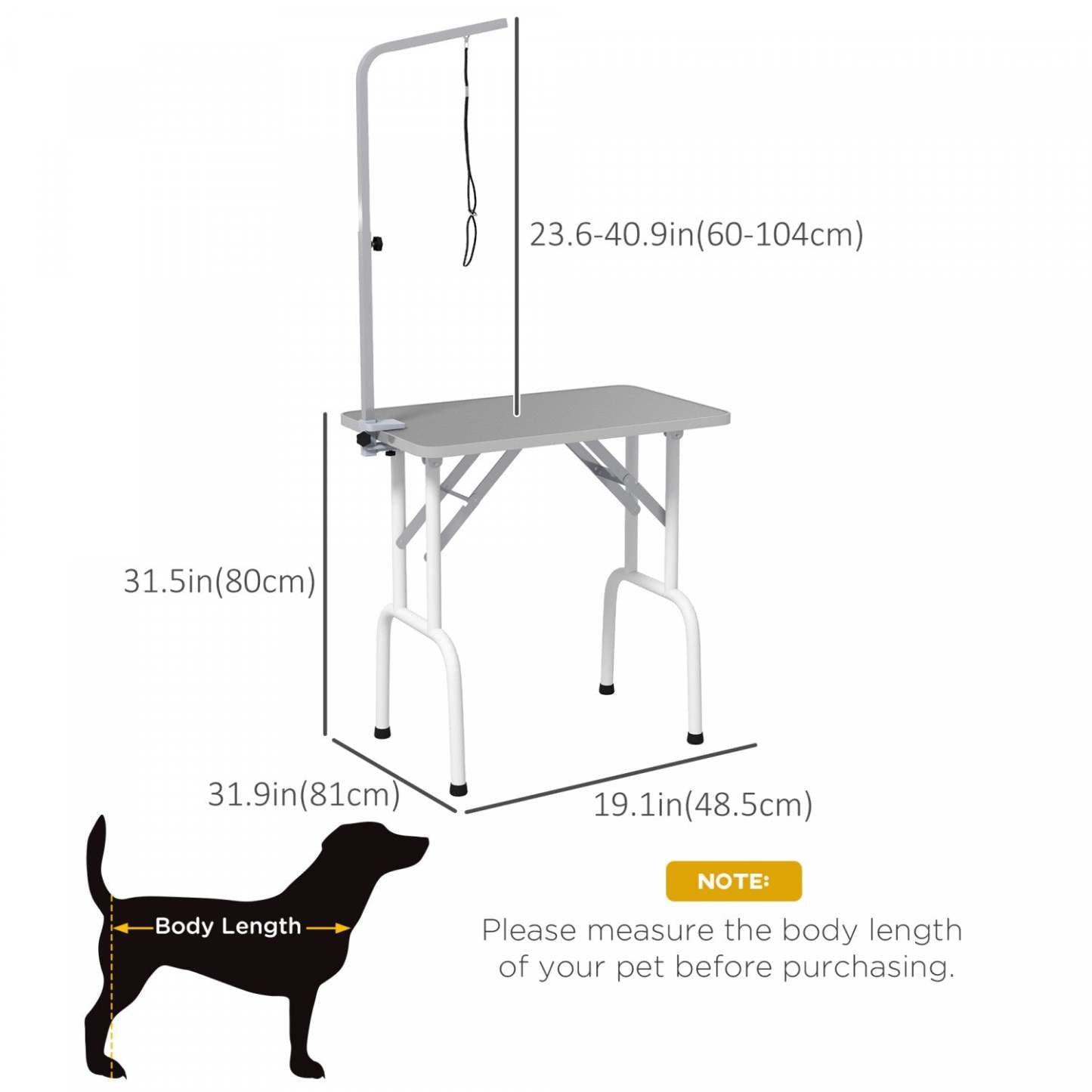 Pawhut Table De Toilettage Pliable 32in Pour Petits Chiens, Table De Toilettage Pour Chiens Et Chats Avec Ajustement