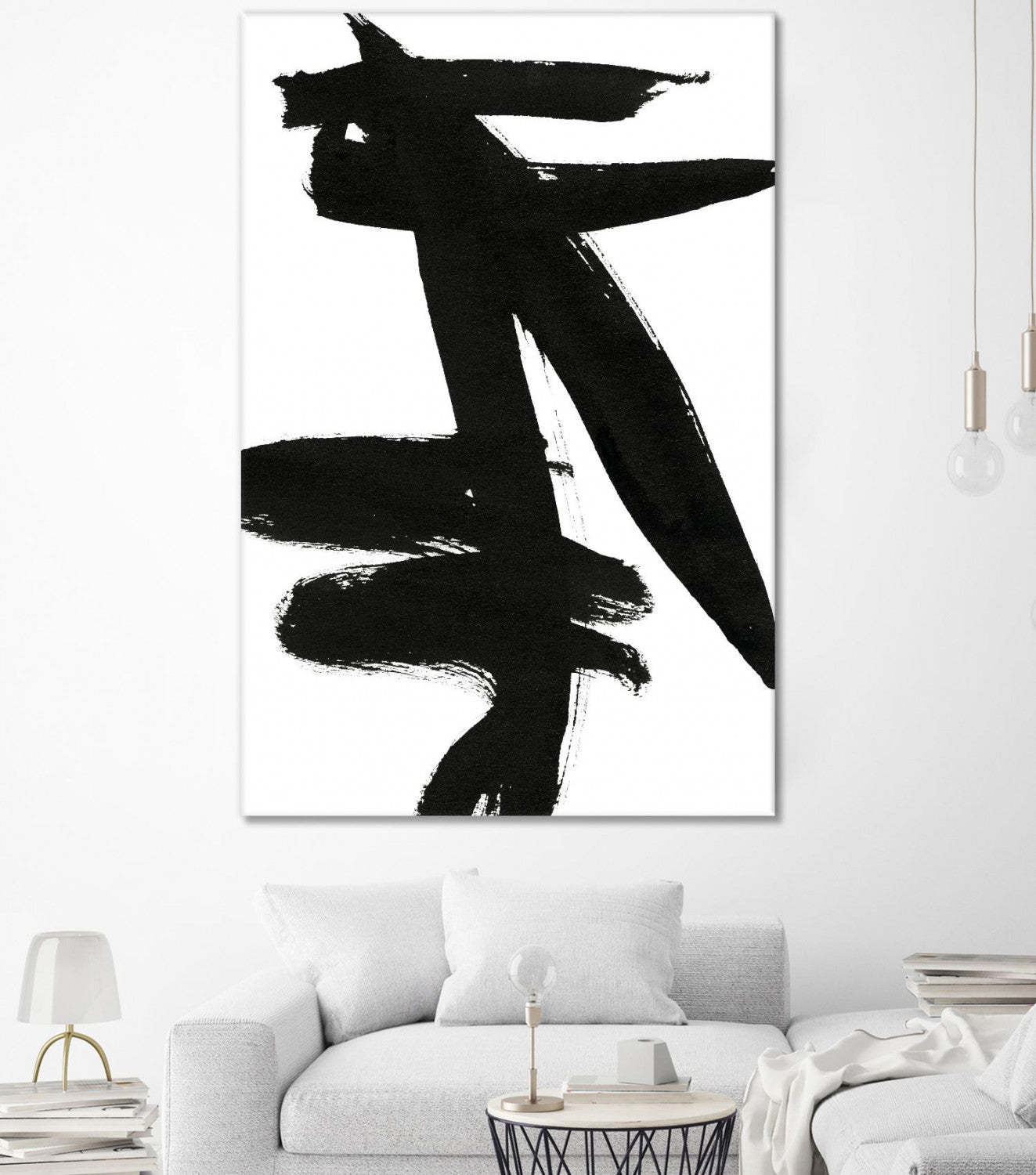 Œuvre d'art murale « Composition en noir et blanc 9 » 72 x 48 cm