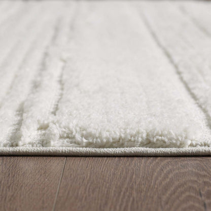 Carpette à poil long Quinto crème à motif de vagues - 2 pi 7 po x 8 pi