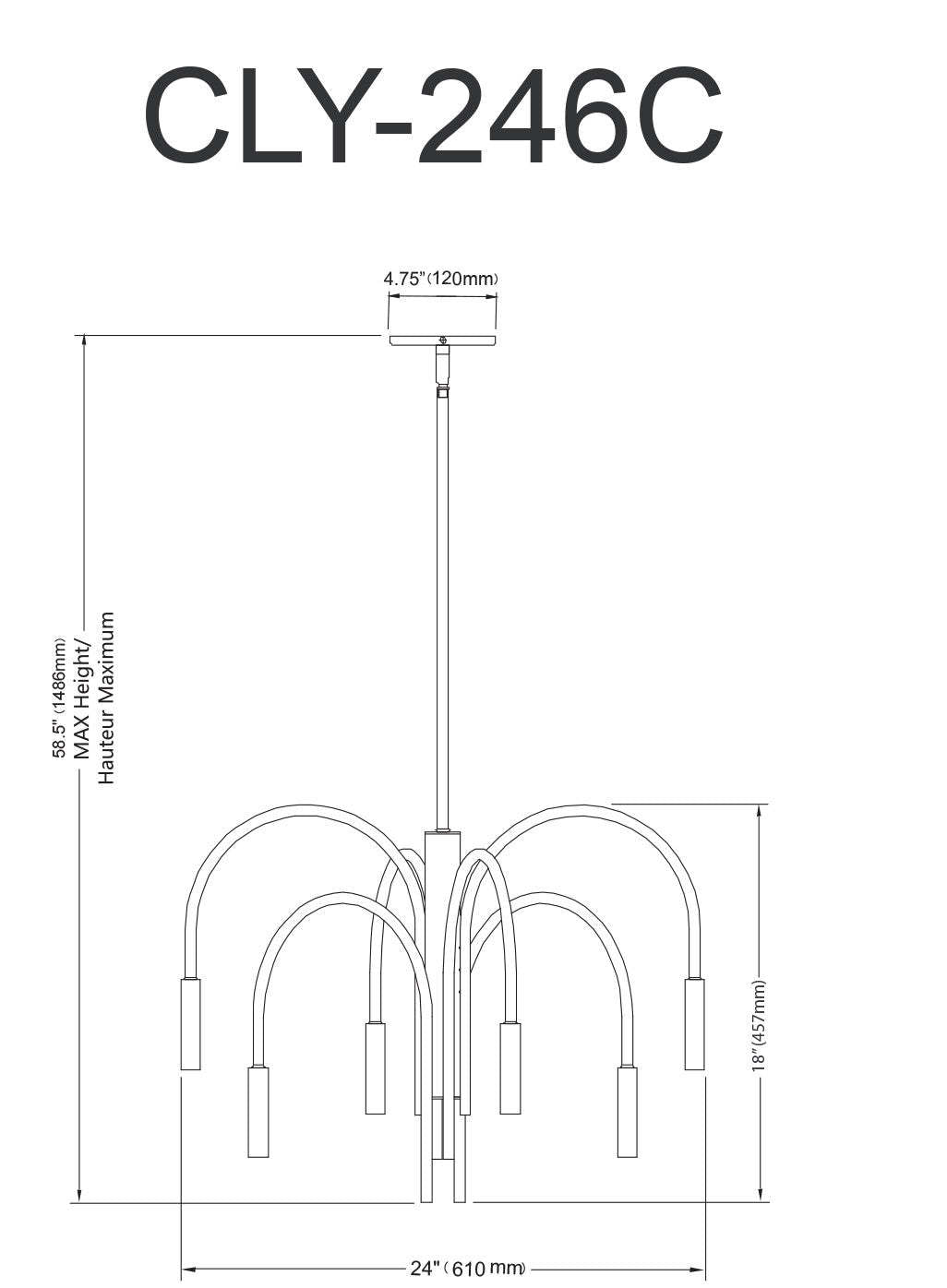 Dainolite Callway 6 Light Chandelier Matte Black Lamp|Lustre Callway de Dainolite avec fini noir mat et 6 ampoules