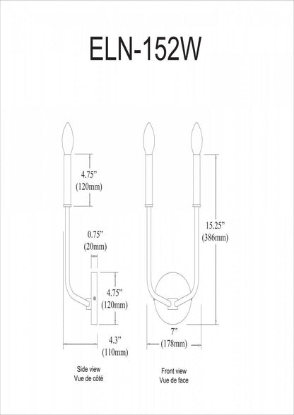 Dainolite Eleanor 2 Light Wall Sconce Aged Brass Lamp|Applique murale Eleanor de Dainolite avec fini laiton antique et 2 ampoules