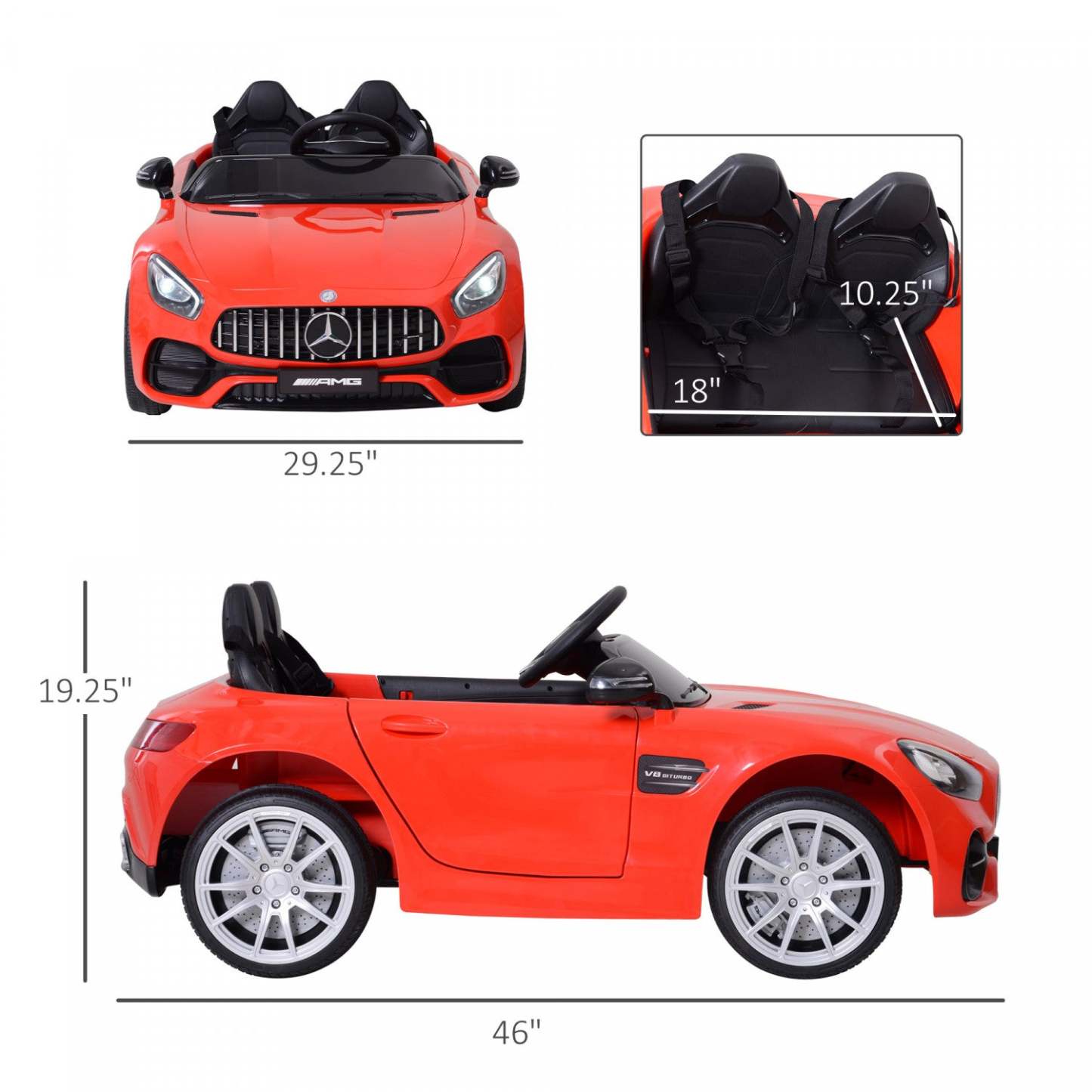 Aosom Voiture Pour Enfants Sous Licence 12 V Avec Télécommande, Roue De Suspension, Vitesse réglable