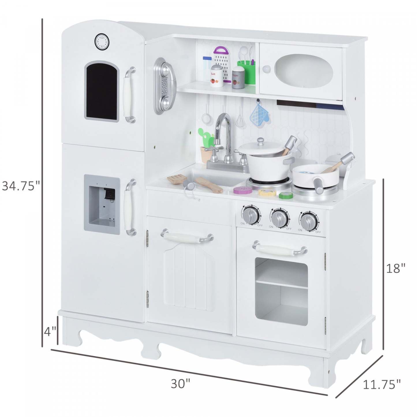 Qaba Grande Cuisine Pour Enfants Avec Téléphone, Distributeur D'eau Simulation Ensemble De Cuisine|Qaba Cuisine Pour Enfants 3+ Ans Dinette Jeu D'imitation Éducatif Complet Nombreux Accessoires Mater