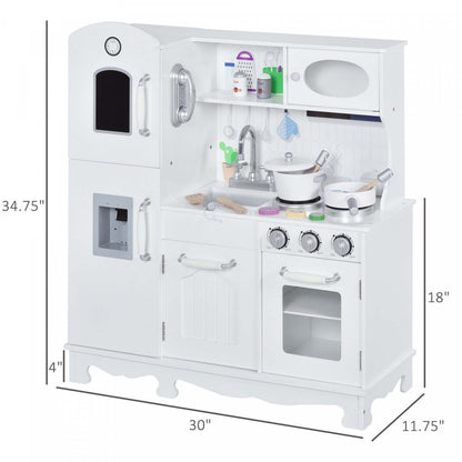 Qaba Grande Cuisine Pour Enfants Avec Téléphone, Distributeur D'eau Simulation Ensemble De Cuisine|Qaba Cuisine Pour Enfants 3+ Ans Dinette Jeu D'imitation Éducatif Complet Nombreux Accessoires Mater
