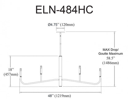 Dainolite Eleanor 4 Light Horizontal Chandelier Aged Brass Lamp|Lustre horizontal Eleanor de Dainolite avec fini laiton vieilli et 4 ampoules