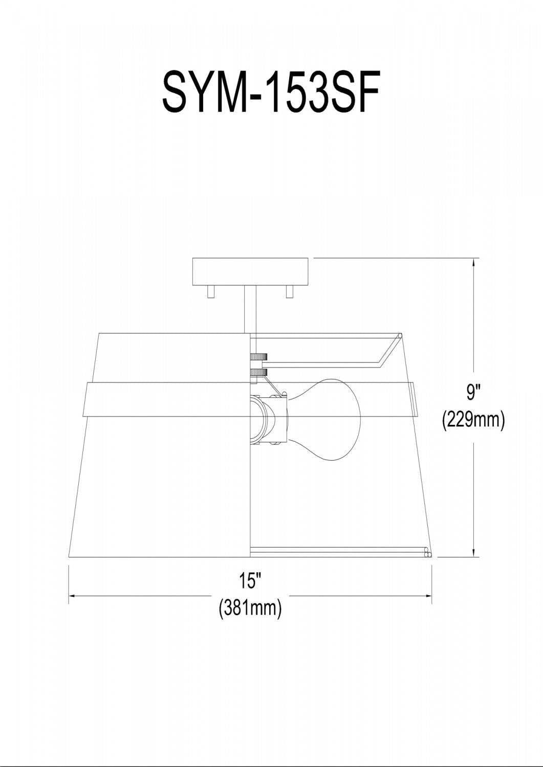 Dainolite Symphony 3 Light Semi-flush Mount Matte Black White Shade Lamp|Plafonnier semi-affleuré Symphony de Dainolite avec abat-jour blanc, fini noir mat et 3 ampoules