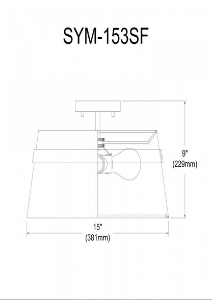 Dainolite Symphony 3 Light Semi-flush Mount Matte Black White Shade Lamp|Plafonnier semi-affleuré Symphony de Dainolite avec abat-jour blanc, fini noir mat et 3 ampoules
