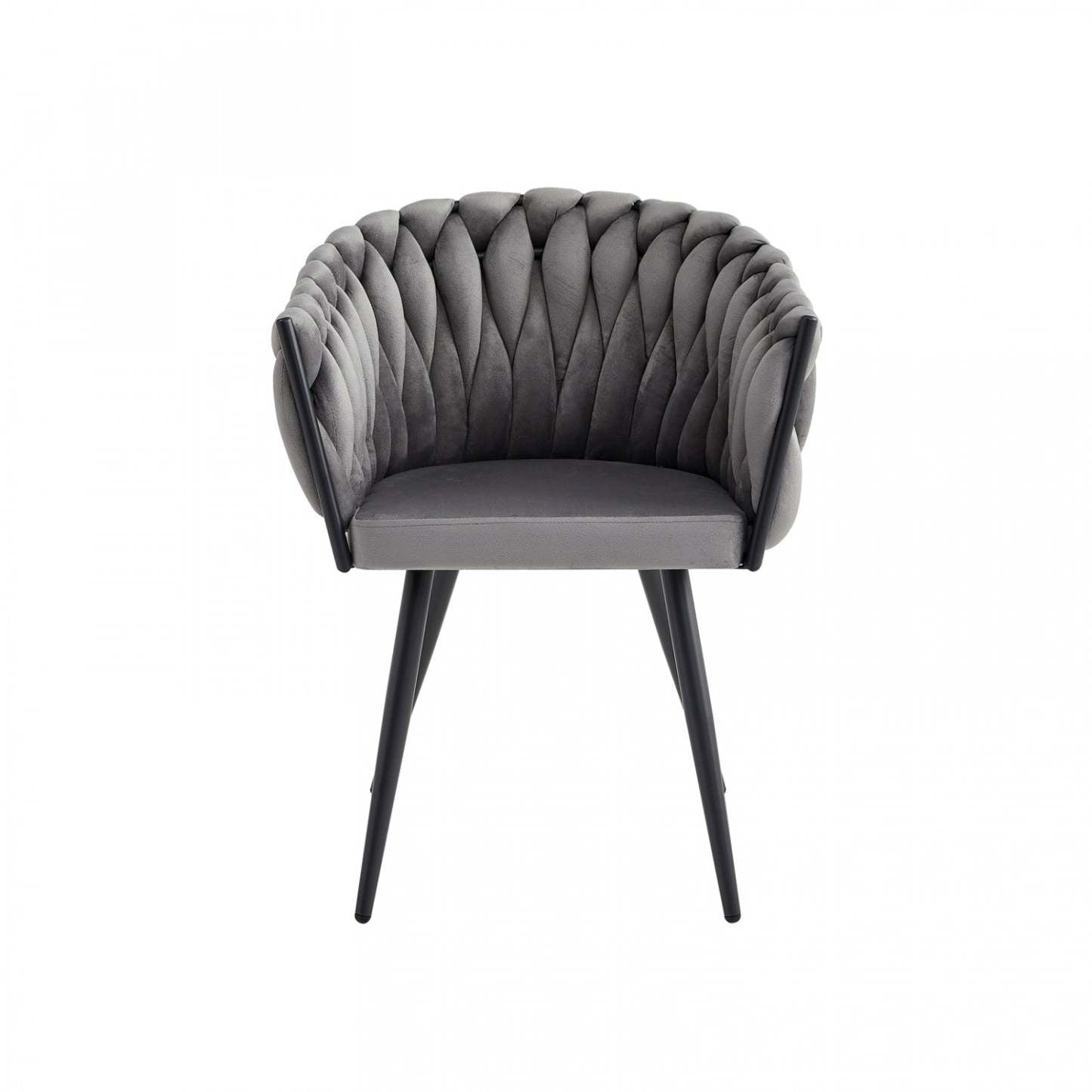 Chaise de salle à manger avec accoudoirs Hildy en velours gris foncé (ensemble de 2) | Fauteuil de salle à manger Hildy Accent, velours gris foncé (ensemble de 2)