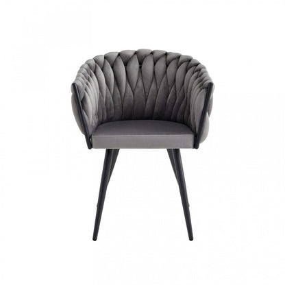 Chaise de salle à manger avec accoudoirs Hildy en velours gris foncé (ensemble de 2) | Fauteuil de salle à manger Hildy Accent, velours gris foncé (ensemble de 2)