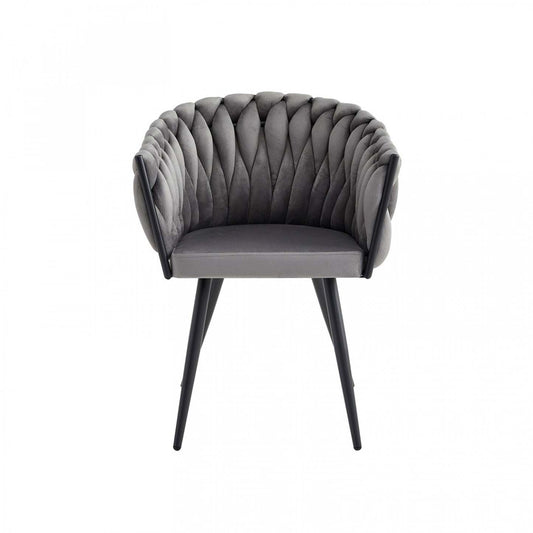 Chaise de salle à manger avec accoudoirs Hildy en velours gris foncé (ensemble de 2) | Fauteuil de salle à manger Hildy Accent, velours gris foncé (ensemble de 2)