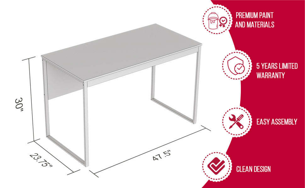 Bureau d'ordinateur 47" - Taupe foncé avec base en métal noir | Bureau d'ordinateur de 47 po - taupe foncé avec base en métal noir