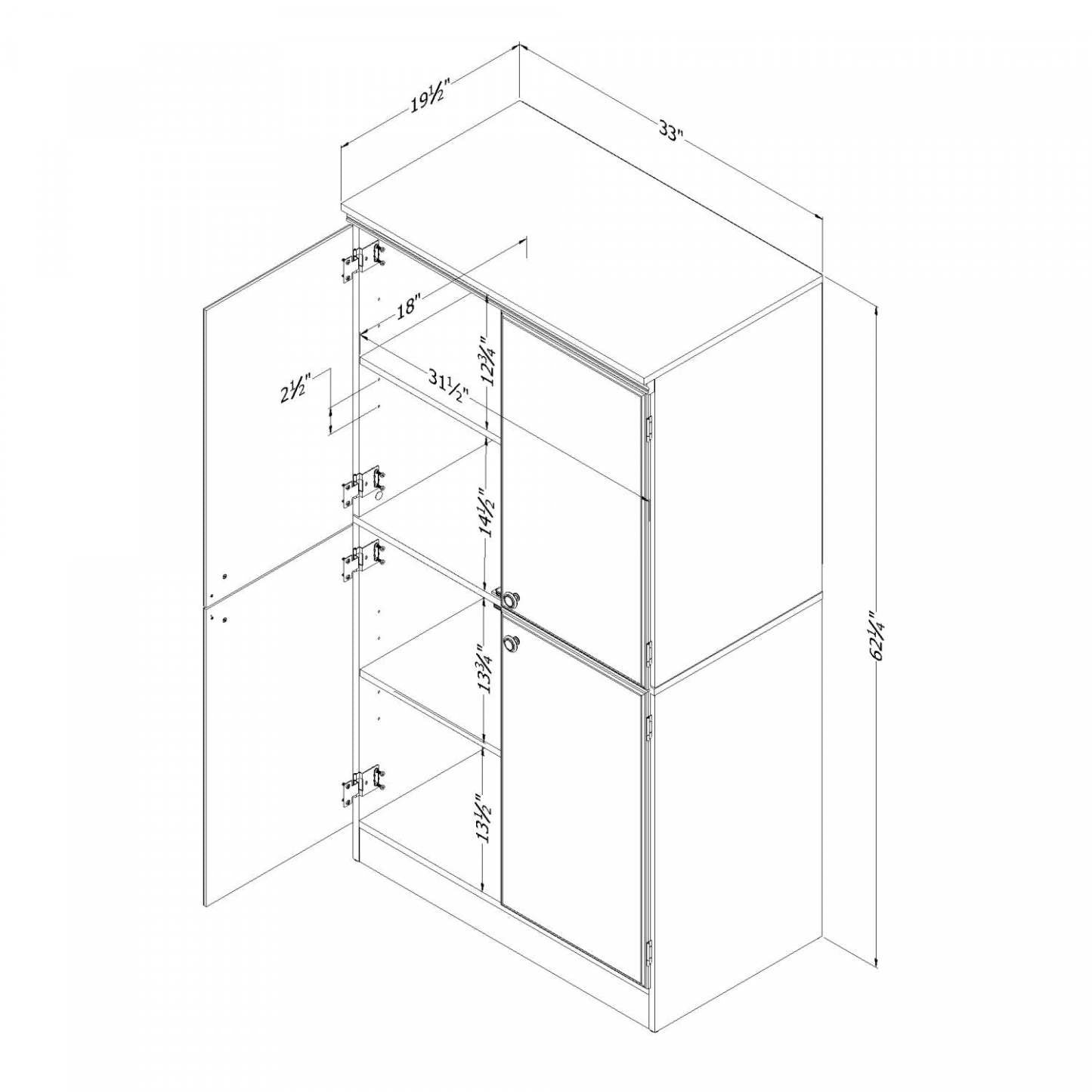 Armoire de rangement Morgan à 4 portes - Chêne patiné | Morgan Armoire De Rangement 4 Portes - Chene Vieilli