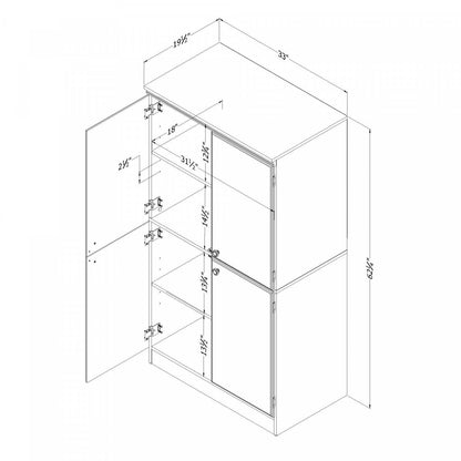 Armoire de rangement Morgan à 4 portes - Chêne patiné | Morgan Armoire De Rangement 4 Portes - Chene Vieilli