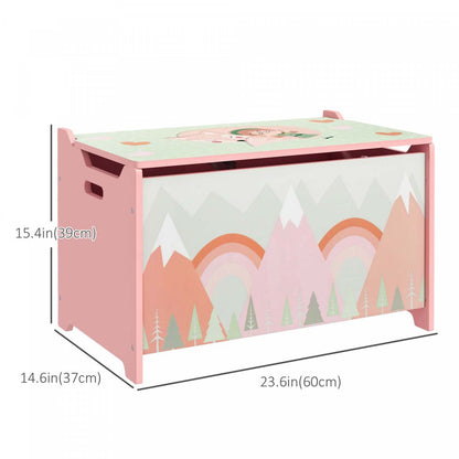 Qaba Coffre A Jouets Avec Couvercle, Organisateur De Rangement Pour Chambre A Couch Avec Charnière De Sécurité, Rose|Qaba Toy Box With Lid, Toy Chest Storage Organizer For Bedroom With Safety Hinge