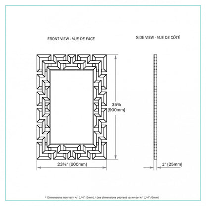 Miroir Elven de 35,43 po argenté
