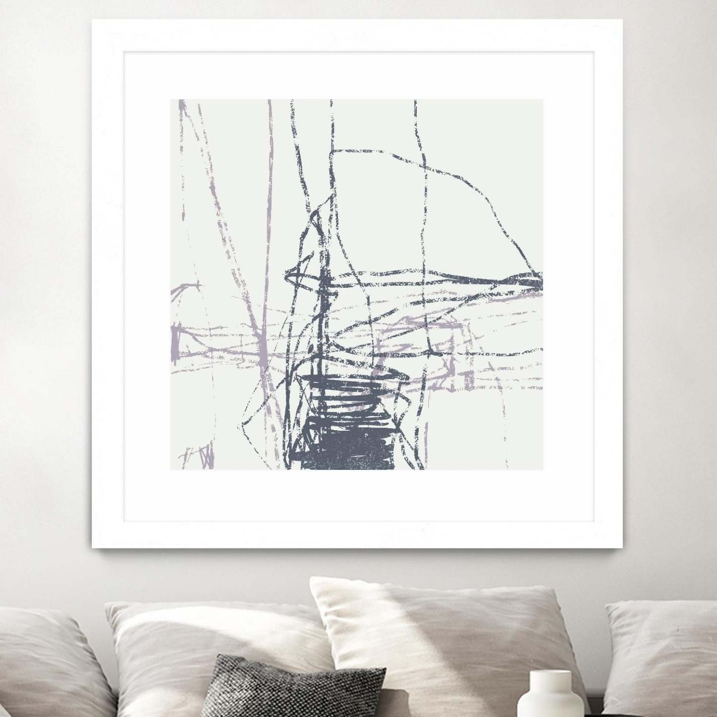 Œuvre d'art murale imprimée blanche et mate « Chalk Doodles G » 30 x 30