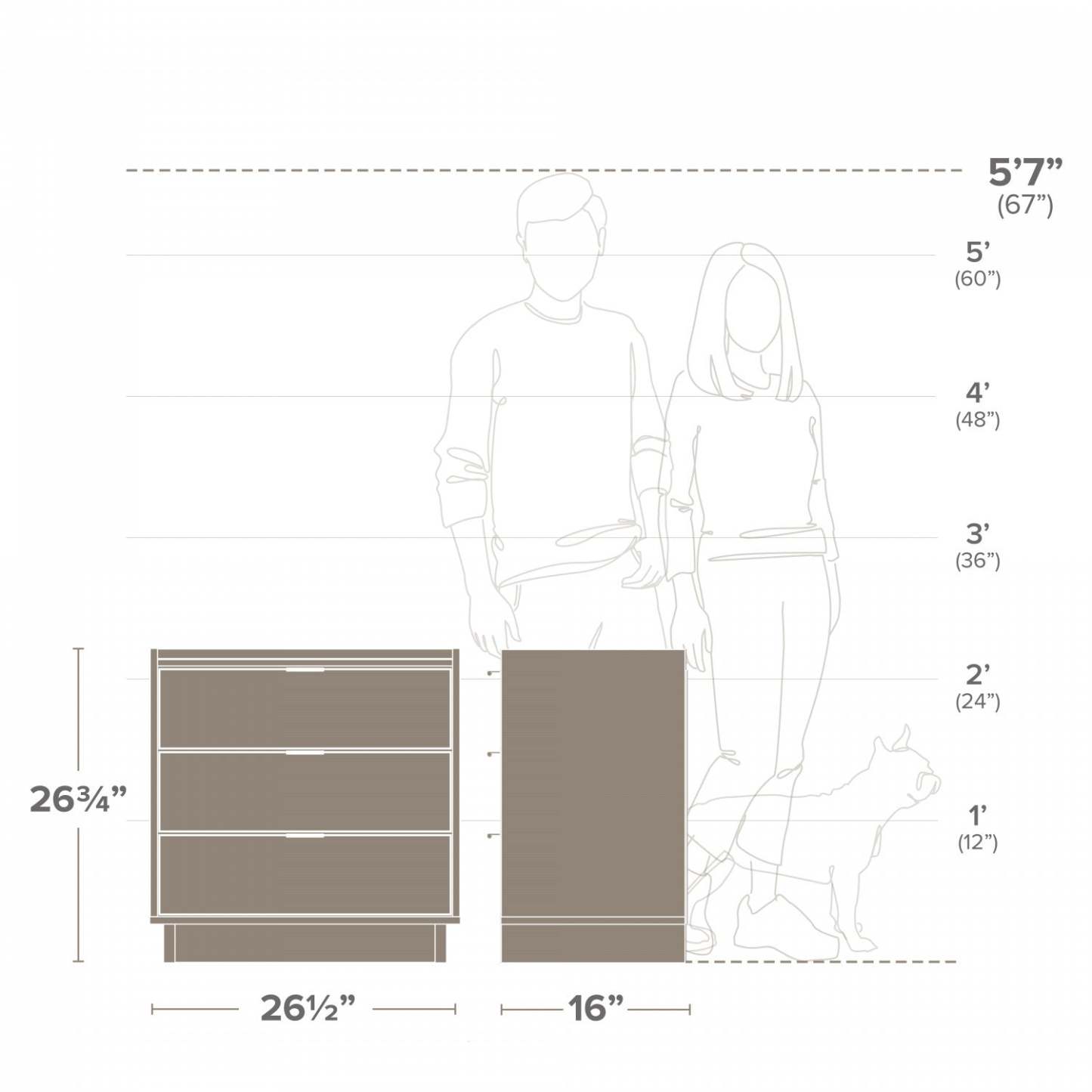 Prepac Simply Modern 26.5 3-Drawer Nightstand - Blanc|Table de nuit Simply Modern de Prepac de 26,5 po à 3 tiroirs - blanche