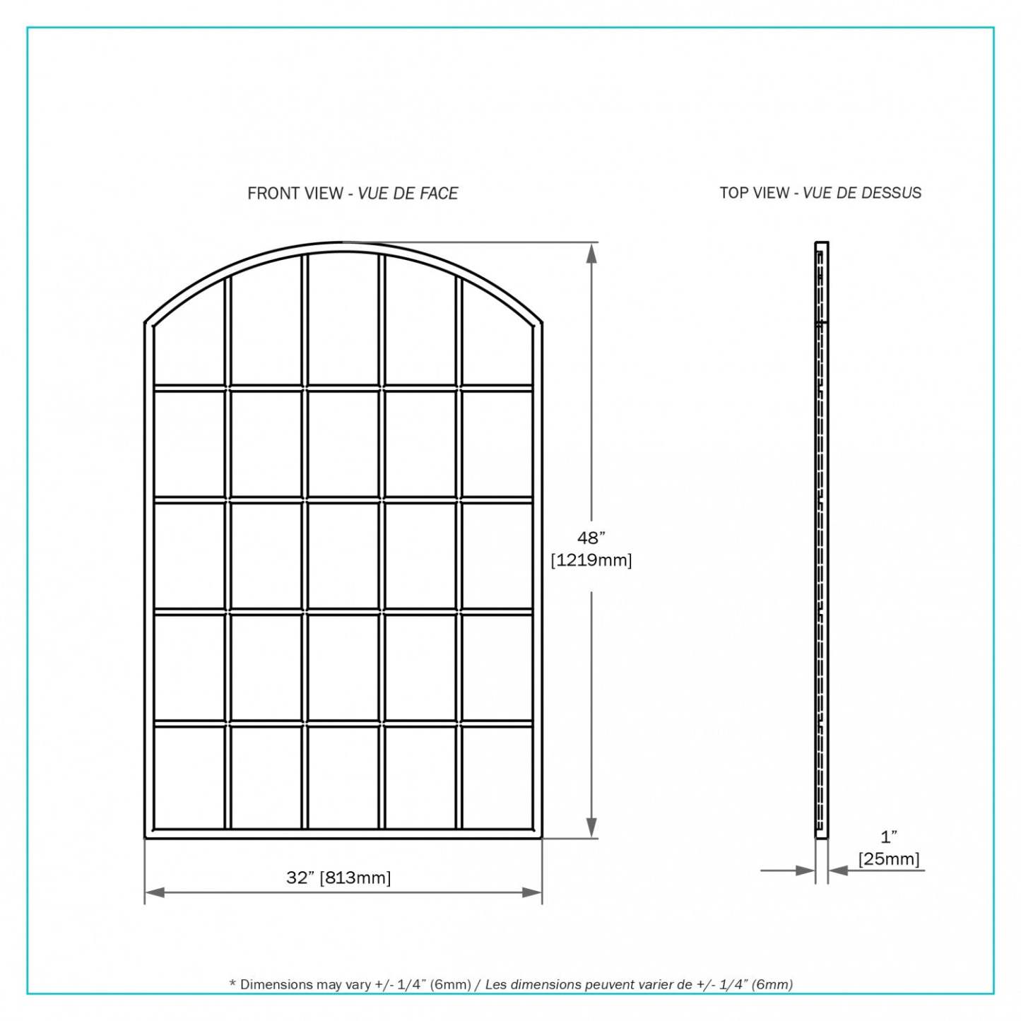 Godies Black 48 Mirror|Miroir Godies de 48 po noir