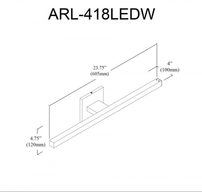 Lumière de coiffeuse Arandel de Dainolite de 4 po de diamètre en acrylique blanc qui diffuse la lumière, avec finition laiton vieilli et ampoule à DEL de 18 W