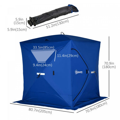 Outsunny 2-4 Personnes Tente De Pêche Sur Glace Portable Pop-up Abri De Glace Avec Fenetres De Venti