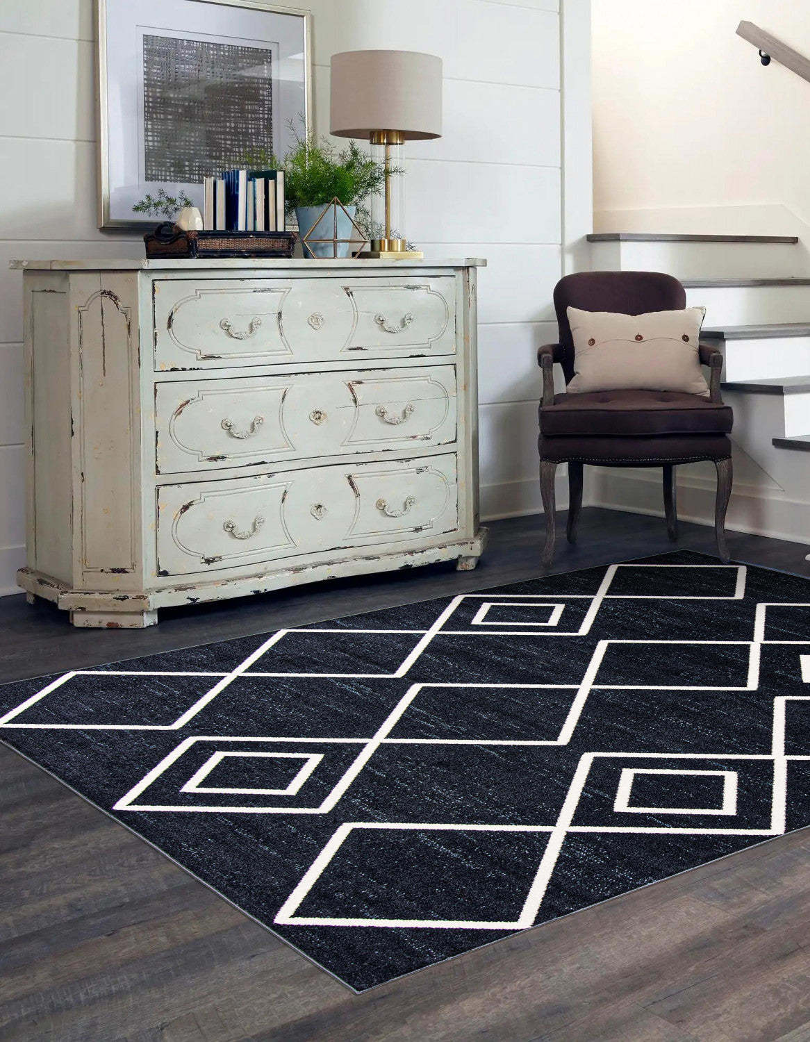 Tapis Kenza bleu lavable en machine - 3'0 x 5'0|Carpette Kenza bleue lavable à la machine - 3 pi 0 po x 5 pi 0 po|D86FT4ZG