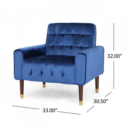 Henley Fauteuil d'appoint moderne avec dossier capitonné, revêtement en polyester, fauteuil d'appoint bleu | Henley Fauteuil D'appoint Moderne Avec Dossier Capitonne, Revetement En Polyester, Bleu