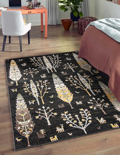 Tapis Pine Black lavable en machine - 6'0 x 9'0|Carpette Pine noire lavable à la machine - 6 pi 0 po x 9 pi 0 po|D86FTOWN
