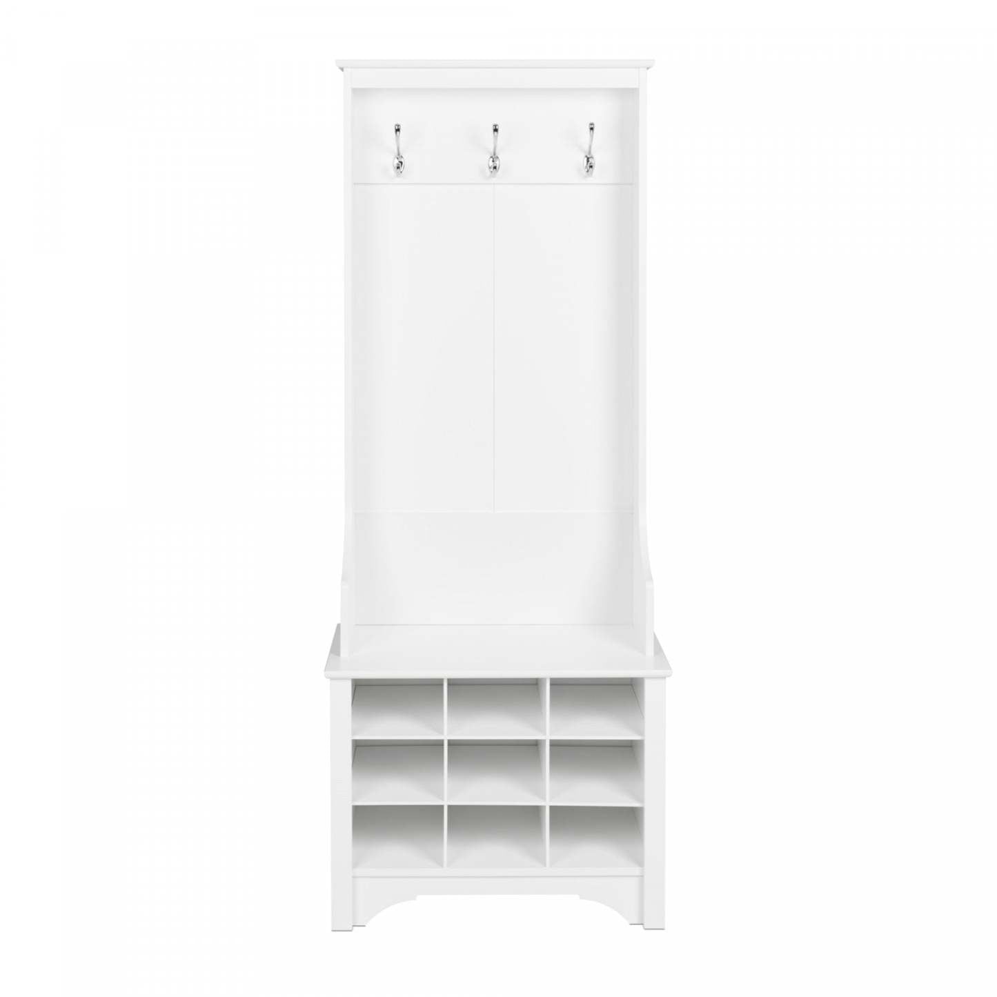 Arbre d'entrée étroit avec neuf compartiments à chaussures - Blanc|Portemanteau étroit avec 9 compartiments à chaussures - blanc