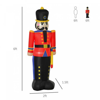 Homcom 6ft Casse-Noisette Toy Soldier Gonflable Décoration de Noël|Homcom Casse-noisette de Noël gonflable