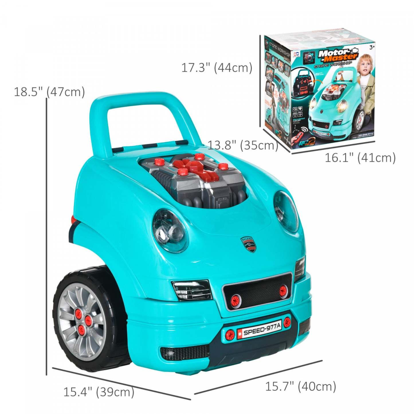 Qaba Ensemble De Jouets De Moteur De Camion Pour Enfants, Station De Service Éducative Pour Enfants, Ensemble D'Outils, Atelier De Démontage