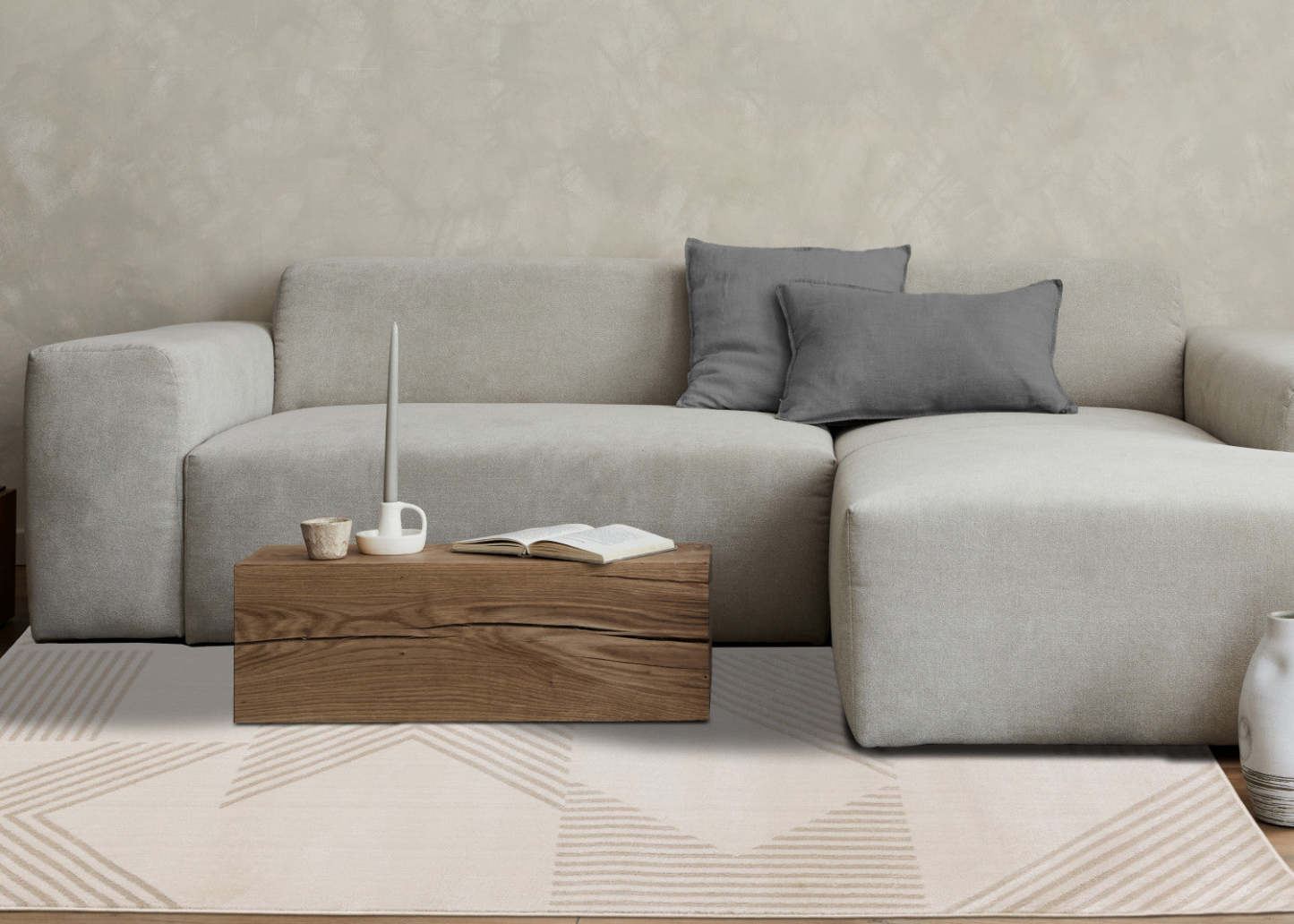 Tapis Hudson Modern géométrique beige crème - 7'10 x 10'6|Carpette Hudson crème et beige à motif géométrique moderne - 7 pi 10 po x 10 pi 6 po